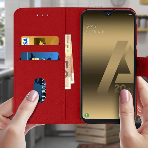 Kotelo Samsung Galaxy A20e - AVIZAR - Korttikotelo - Silikoni geeli - Punainen - Videotuki Röd