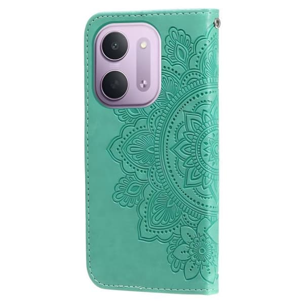Plånboksfodral för Xiaomi Redmi 17C 5G Mandala-mönster med Stöd Turkos Blå