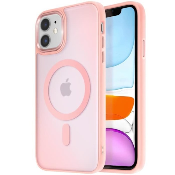 MagSafe-kuori iPhone 11 Matte Frosted Tausta Vaaleanpunainen Reuna Rosa