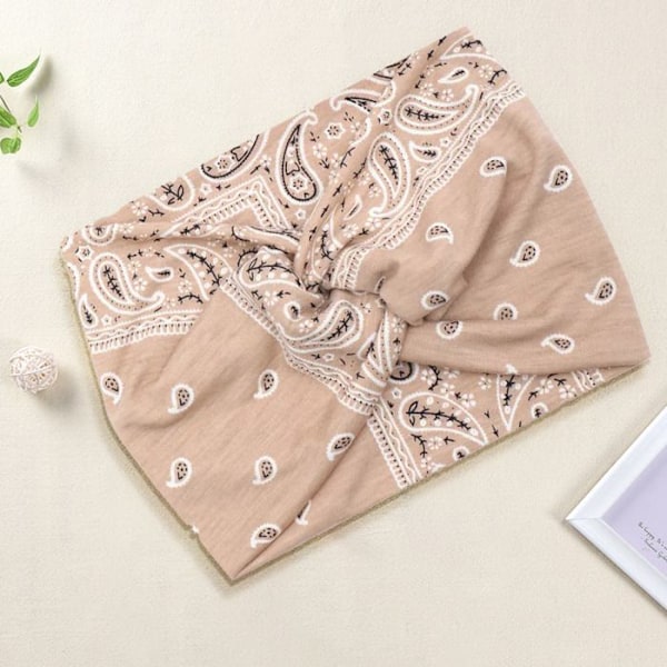 Beige Vintage Paisley Print Pehmeä Puuvillafilmiruusu Beige