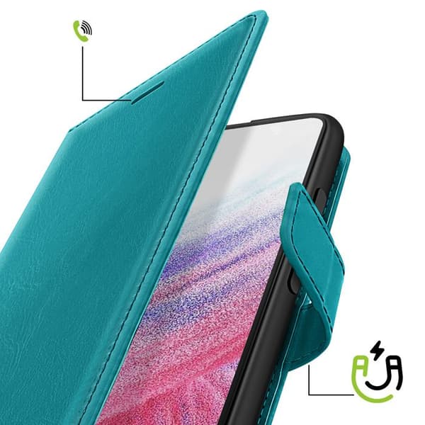 Pungetui til Galaxy A53 5G med videostøtte og håndledsrem Mayaxess Turkis Blå