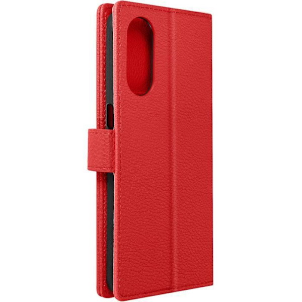 Cover til Oppo A78 - AVIZAR - Videostøtte - Pung - Rød imiteret læder Röd