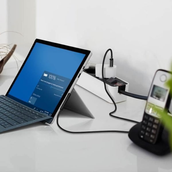 USB Type-C Kabel - 4Smarts - Snabbladdning - 1m - Kompatibel med Microsoft Surface Pro/Book/Go/Laptop Svart