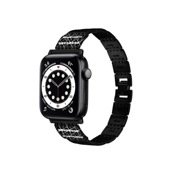 Armband till Apple Watch 42/44/45mm i rostfritt stål Strass Eko Black Svart