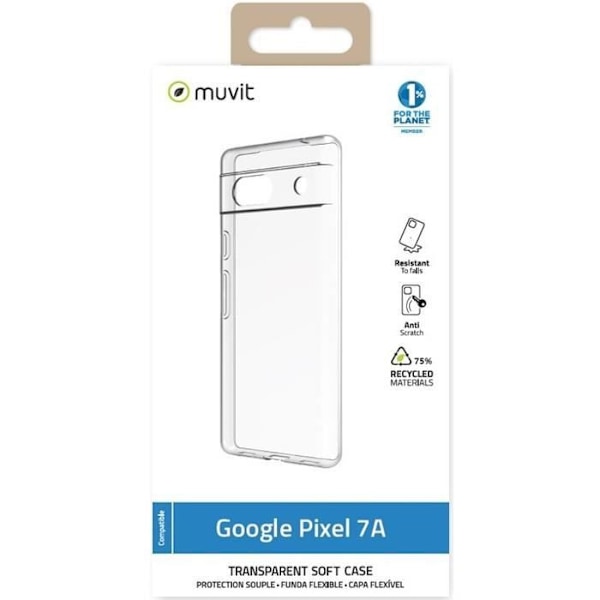 Fodral - MUVIT - Google Pixel 7A - Flexibel - Genomskinlig - Återvunnet material Transparent