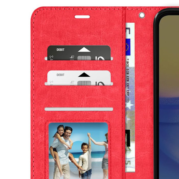 Punainen lompakkokotelo Samsung A15 5G:lle - Mayaxess - jalusta ja rannehihnatoiminto Röd