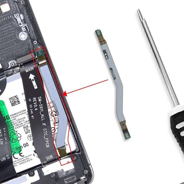 Nappe FRC - AVIZAR - Galaxy S23 - Forbindelse Hovedkort - USB-C Oplader Stik - Grå Grå