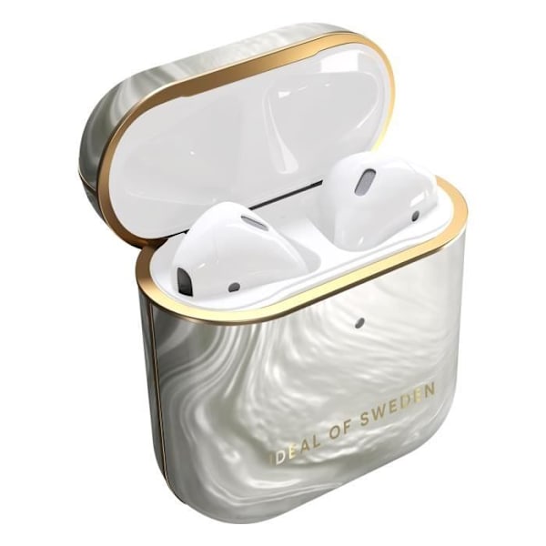 Kotelo AirPods 1:lle ja 2:lle Marmoroitu Elegant Luminous Pearl iDeal of Sweden Silver Grå