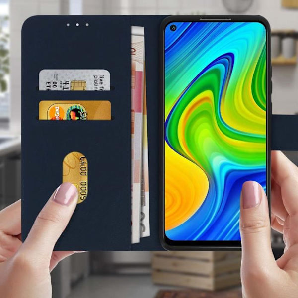 Xiaomi Redmi Note 9 Fodral Heltäckande Korthållare Stativ Funktion Blå Blå Blå