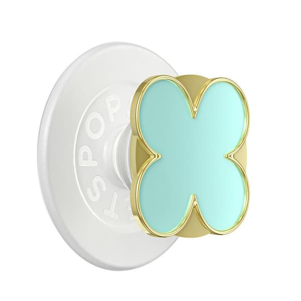 Support til smartphone PopGrip Premium Motif Emalje Kløver Solid Fastgørelse PopSockets Grøn Grön