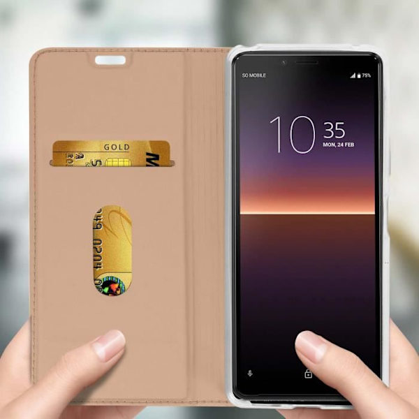 Hoesje - Sony - Xperia 10 II - Øko-læder - Videostativ - Kortlomme - Roséguld Rose guld