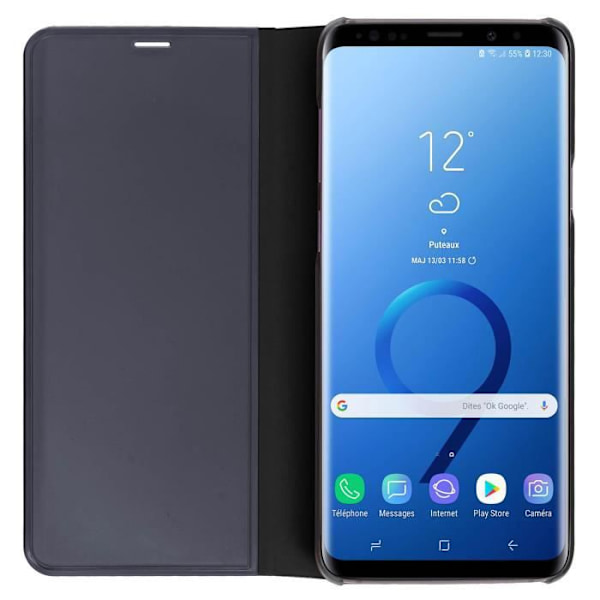 Housse - MÄRKE - Galaxy S9 Plus - Hård Skal - Spegel Etui - Stöd Funktion Svart