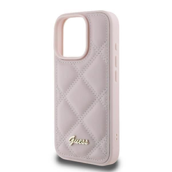 Coque - Guess - iPhone 16 Pro - Matelassé - Vaaleanpunainen - Kestävä Suojaus Rosa