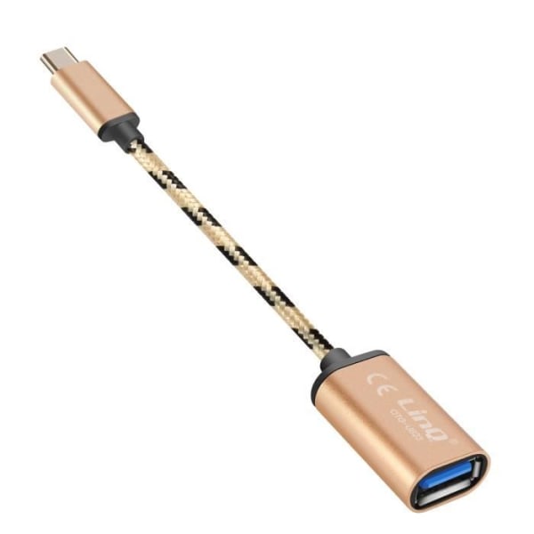 USB-C till USB OTG adapterkabel 15cm LinQ Gold