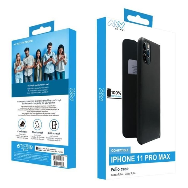 MYWAY FOLIO CASE SORT IPHONE 11 PRO MAX Svart