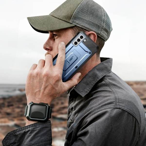 Taske til Samsung S22 - SUPCASE - Unicorn Beetle Pro - Stødsikker - Kickstand - Blå Blå
