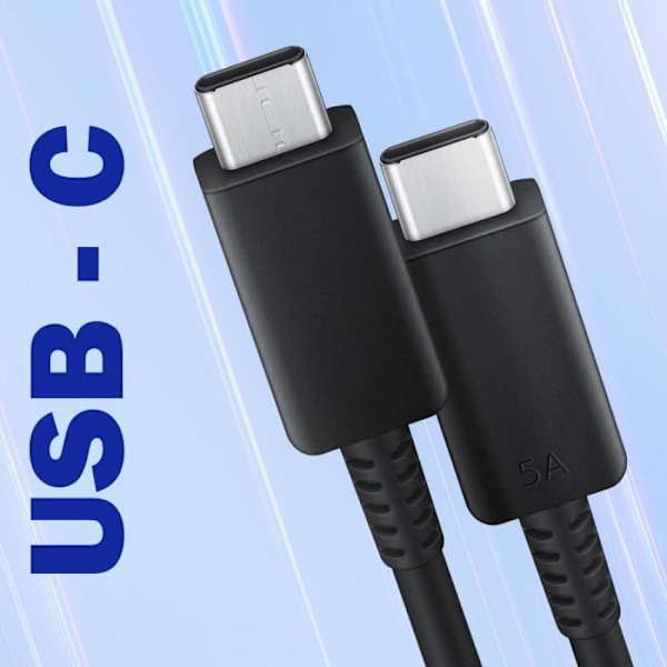 45W strømforsyning USB-C-netoplader + officielt Samsung USB-C-kabel Sort Svart