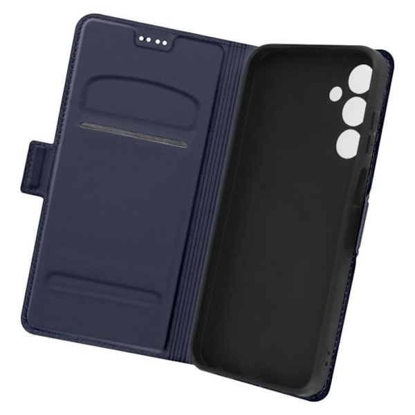 Etui til Samsung Galaxy A25 5G - AVIZAR - Slankt midnatsblåt design - Kortholder og videounderstøttelse Blå