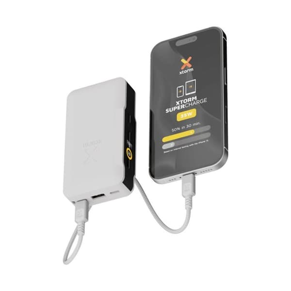 Extern Batteri 10000mAh 2 USB-C 35W / 1 USB-A 22.5W med LCD-skärm Xtorm Vit Vit