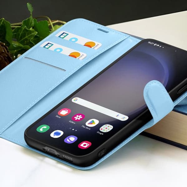 Gadgets Etui - ZANAÉ - Galaxy S23 Plus - Lys blå - Antiskrid - Videostøtte Blå