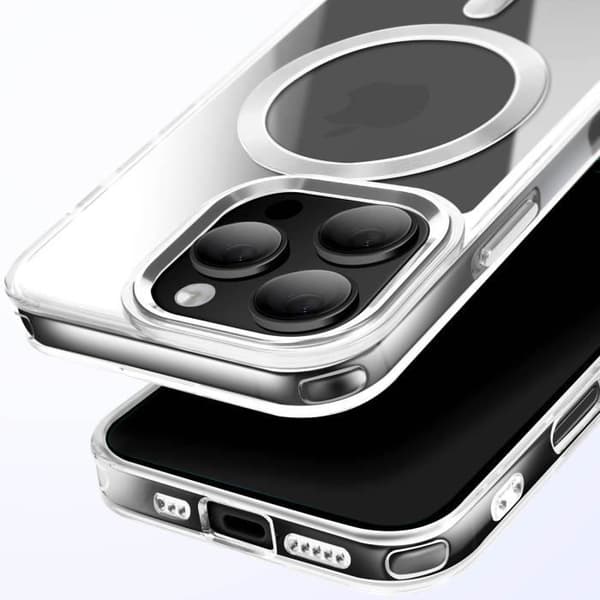 Coque MagSafe för iPhone 16 Pro Baksidan Glas Färg Silver Grå