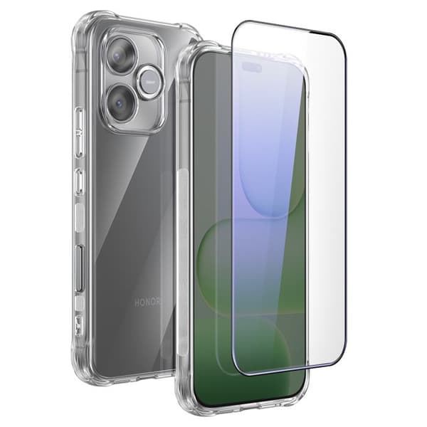 Bumper-cover til Honor 600 Lite Stødabsorberende med Transparent Tempered Glas Vit