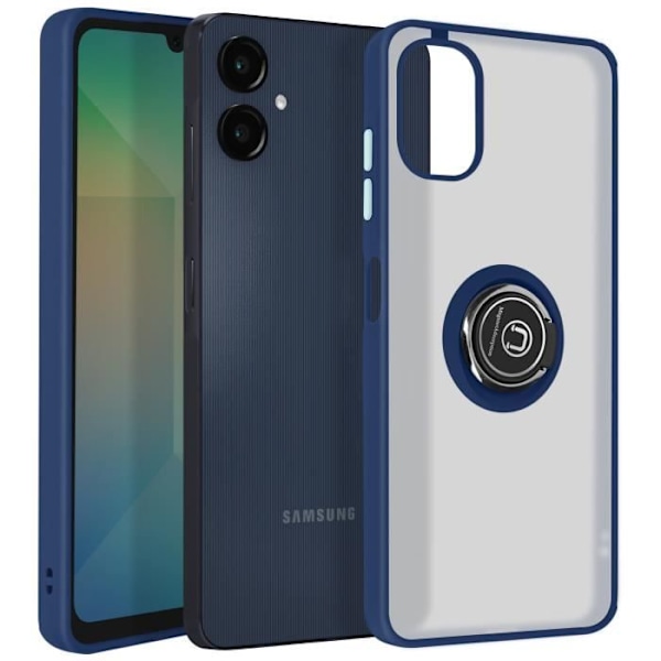 Coque til Samsung Galaxy A06 med metalring og videostand, natblå Blå