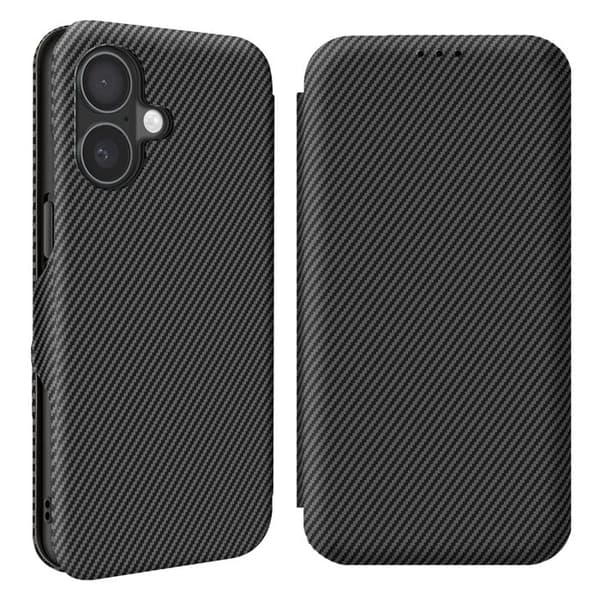 Smartphonefoder - iPhone 16 - Kolfiber - Videostöd - Anti-RFID Svart Svart