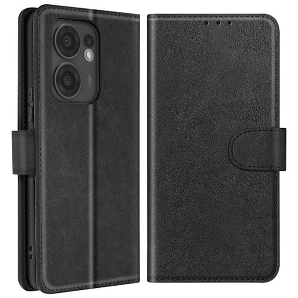 Oppo Reno 13 F / 13 FS Lompakkokotelo ja Videotuki Musta Svart