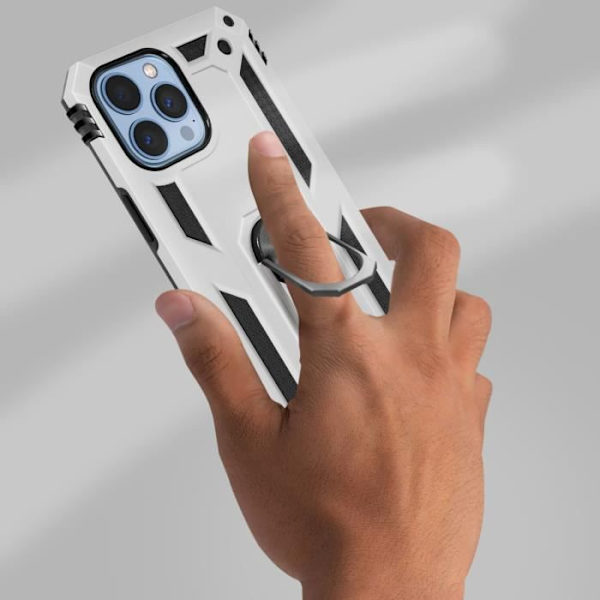 Stötsäker skal - AVIZAR - iPhone 13 Pro Max - Videostöd ring - Tvåmaterial - Grå silver Silvergrå