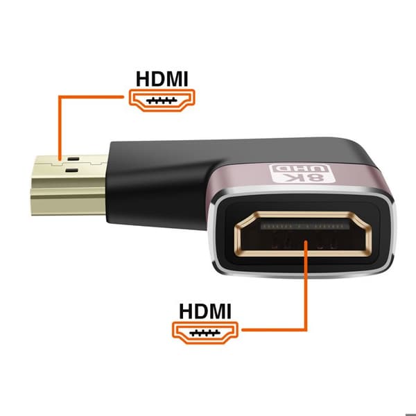 HDMI videoadapter hun til han 8K UHD vinklet 90° til højre LinQ Sort