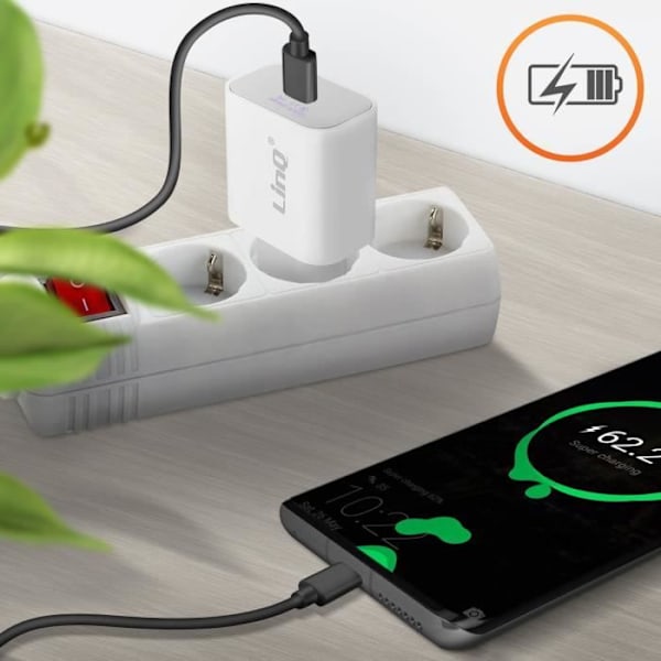USB Type C - Latauslaite - LINQ - 18W - Nopea lataus - Lataussuoja - Valkoinen Vit