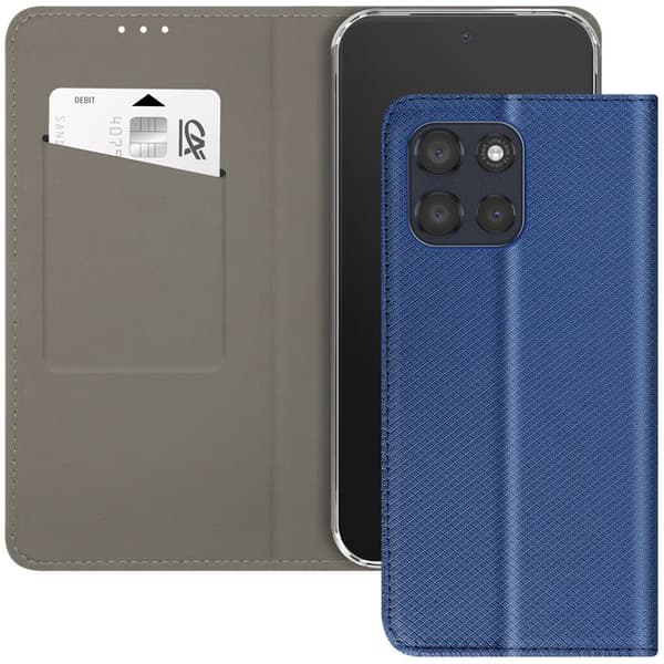 Smartphonefodral - AVIZAR - Moto G56 - Texturerat konstläder - Kortplats - Ställfunktion Blå