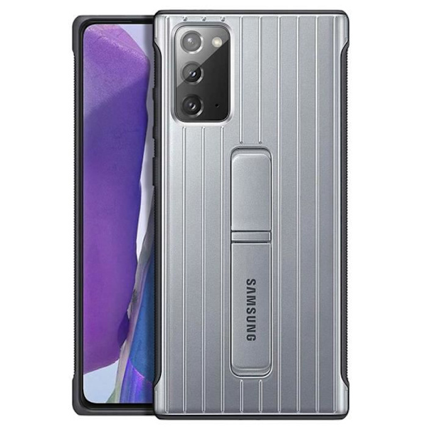 Fodral - Samsung - Galaxy Note 20 - Silver Grey - Inbyggd ställning - Kromad design Silvergrå