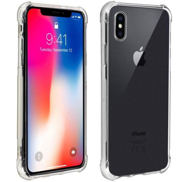 iPhone X/XS Silikone beskyttelsescover Forstærkede vinkler Akashi Transparent Vit