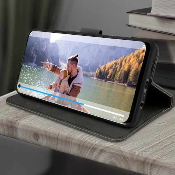 HTC Desire 20 Pro Flip Wallet Fodral Video Support Funktion Svart Svart