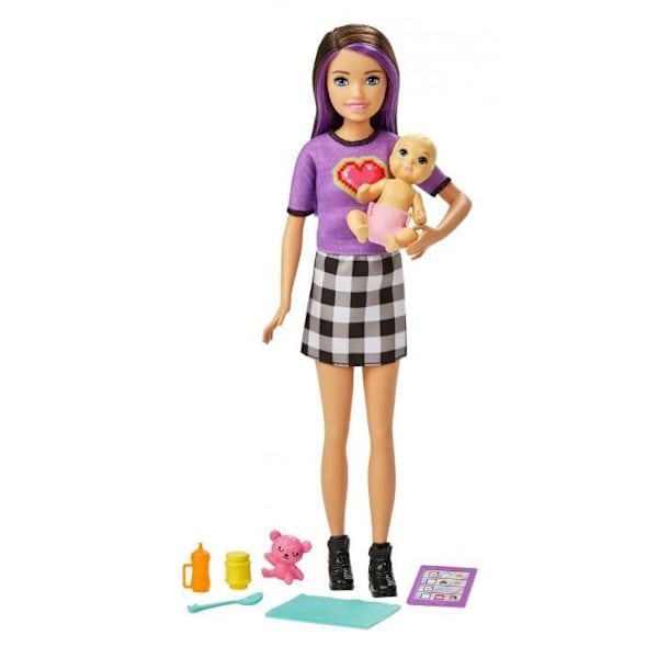 Barbie teenagedukke Skipper piger 27 cm lilla/sort 8-delt