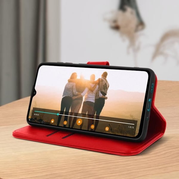 Skyddsfodral - AVIZAR - Xiaomi Redmi 9A - Röd - Kortfack - Videostöd Röd