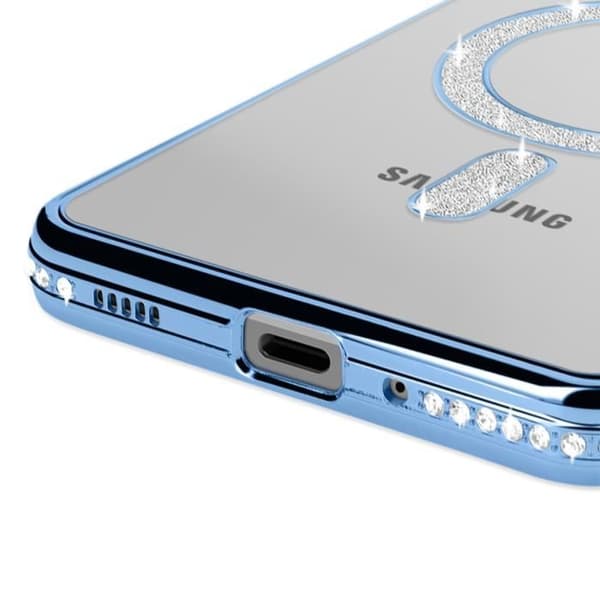 Cover - Samsung - Galaxy A16 - Diamant - Strass - MagSafe - Lys Blå Blå
