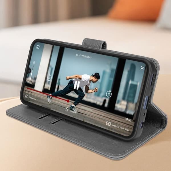 Etui til Samsung Galaxy A25 tegnebog og videoholder mørkegrå Grå