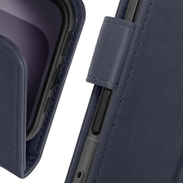 iPhone 16 Plus-fodral - AVIZAR - Plånboksflip - Videostöd - Mörknavyfärg - Halvstyv Blå