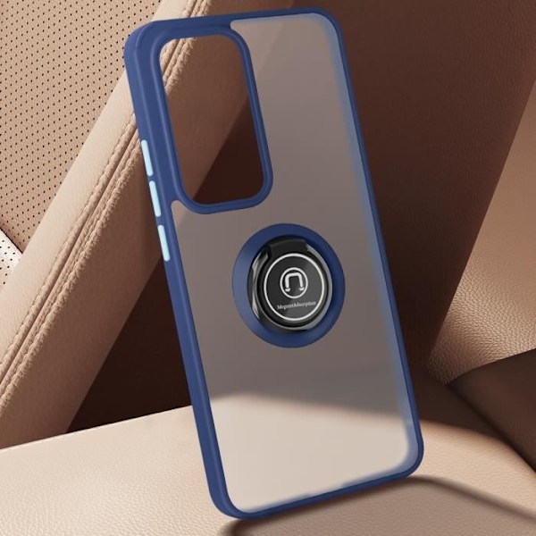 Coque för Oppo Reno 12 Pro, Metallring, Videostöd, Mörkblå Blå