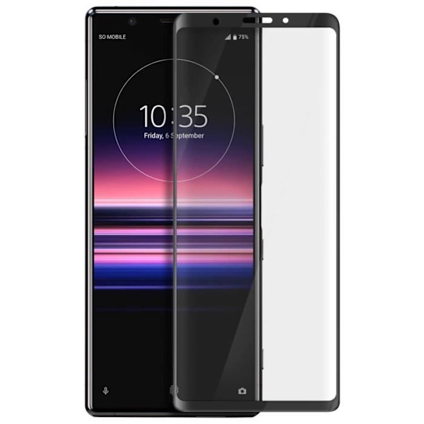 Skyddsfilm - MUVIT - Xperia 5 - Böjt härdat glas - Applikator ingår - Svart Transparent, svart