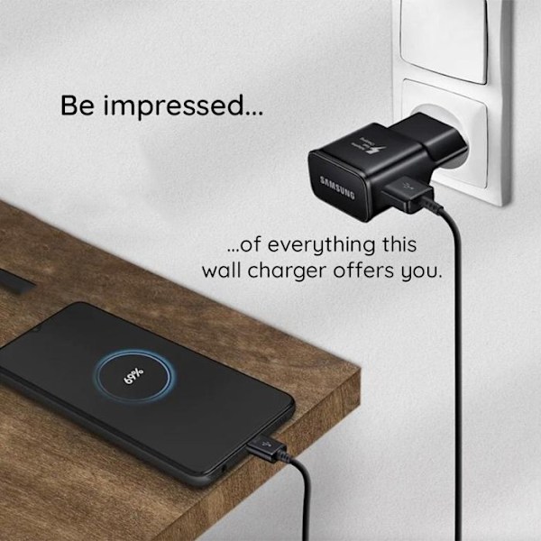 Vægbatteri - Samsung - EP-TA200EBE - 15W - USB - Sort Svart