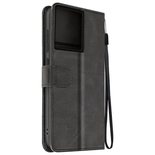 Taske til Motorola Edge 50 Pro Håndledsrem Flip Stand Wallet Sort Svart