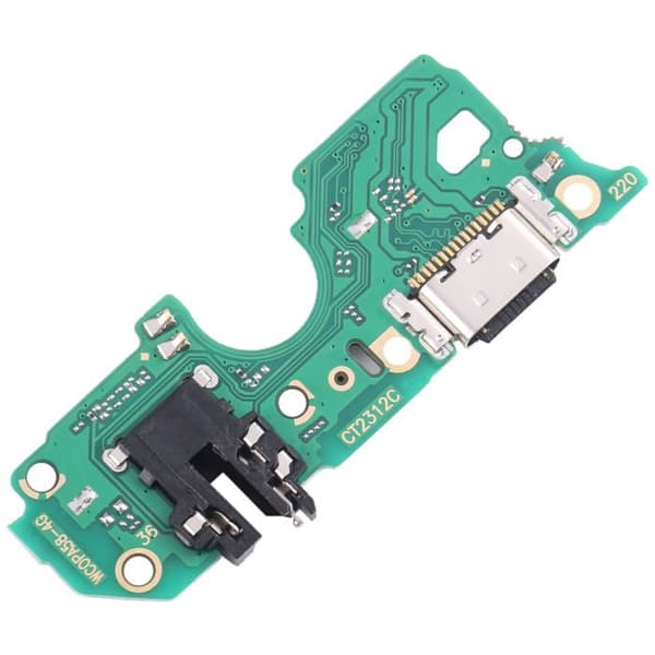 USB C Oplader Connector til Oppo A38 Mikrofon + Jack Stik Sort