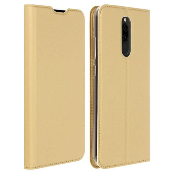 Hus - DUX DUCIS - Xiaomi Redmi 8 / 8A - Ekoskinn - Videostöd - Kortficka Gult guld