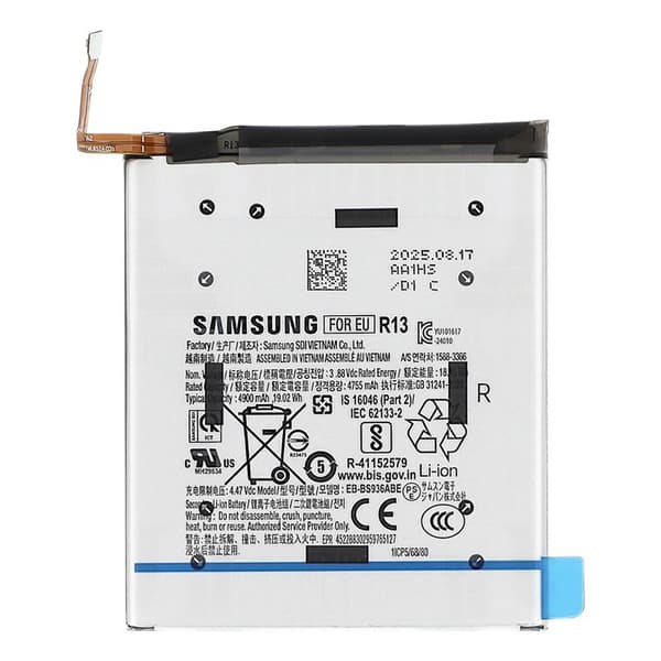 Originalbatteri Galaxy S25 FE 4900mAh med anslutningskabel Service Pack Samsung Grå Grå
