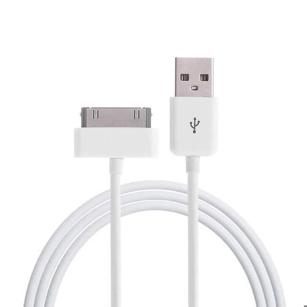 USB-A 1A vægoplader med Apple 30-stifter kabel til USB-A 1m Hvid Vit