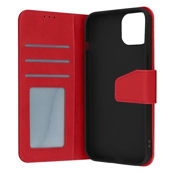 iPhone 14 Plus -kotelo AVIZAR Premium Leather Red - korttipidike ja videotukitoiminto Röd